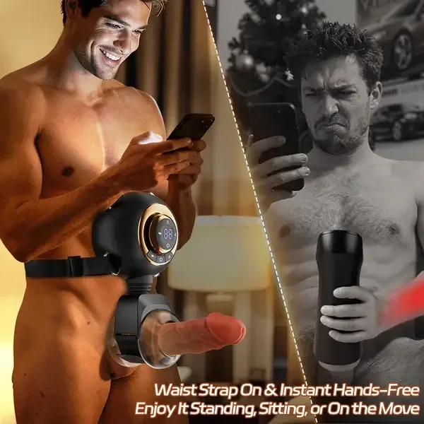 Hazel - 9 Vibration & Swing & Thrust Hands-Free Waist Strap-On Male Stroker 5