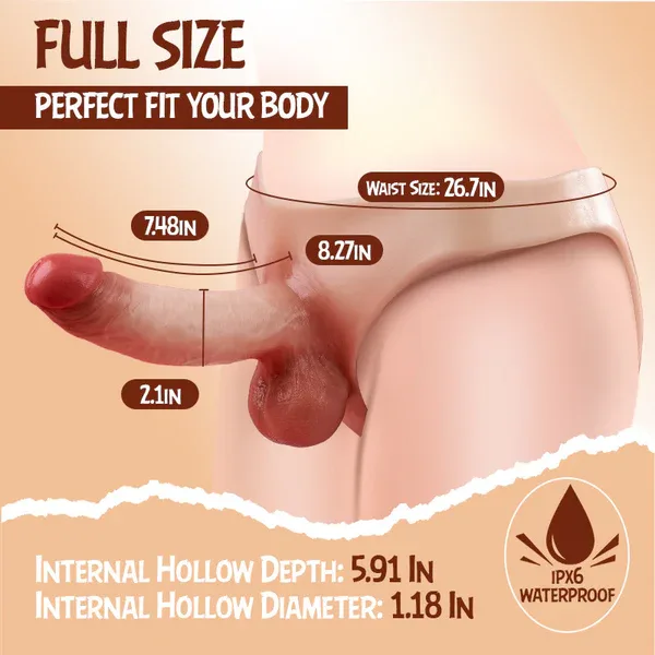 Nolan - Strap-on Dildo Silicone Wearable Hollow Dildos Panties With 7.48'' Realistic Penis 3