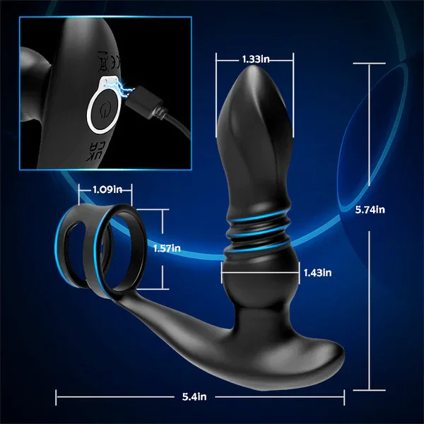 THORY - Thrusting Prostate Massager with Double Cock Rings 2